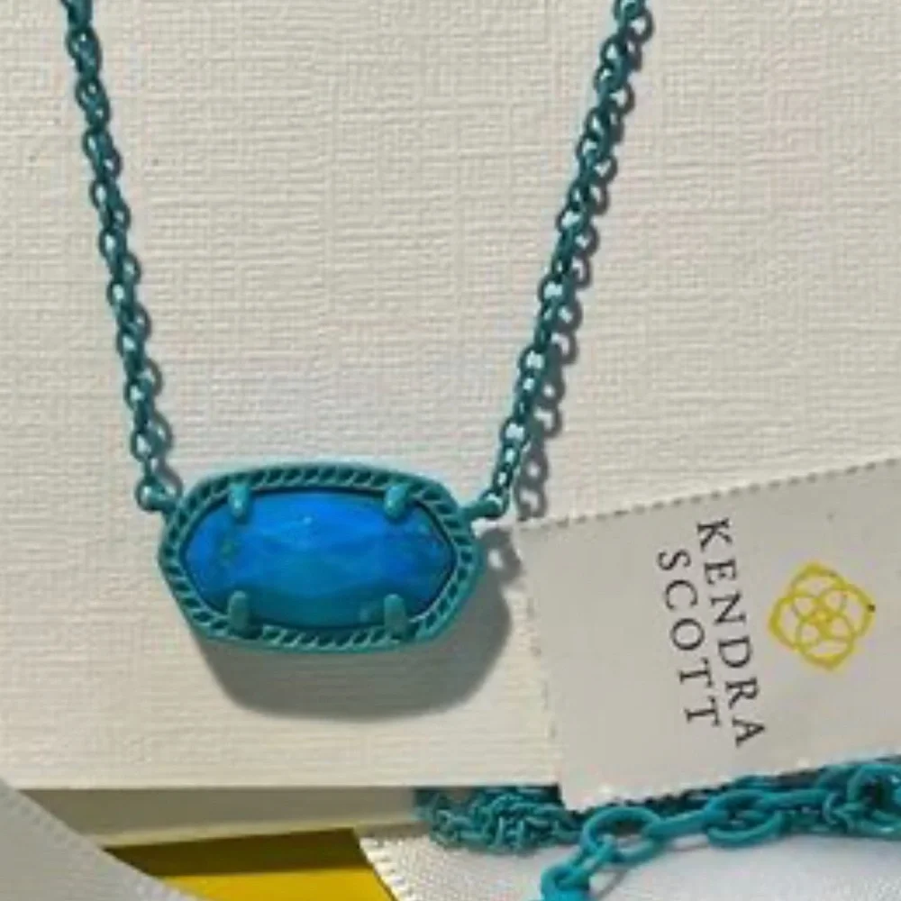 NWT Limited Edition Kendra Scott Elisa Necklace Aqua Howlite Matte Aqua PERFECT!